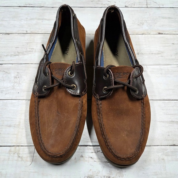 Sperry Top-Sider Mens Leather Boat Shoes Brown 12M 2 Eye 0777896 - Picture 2 of 12